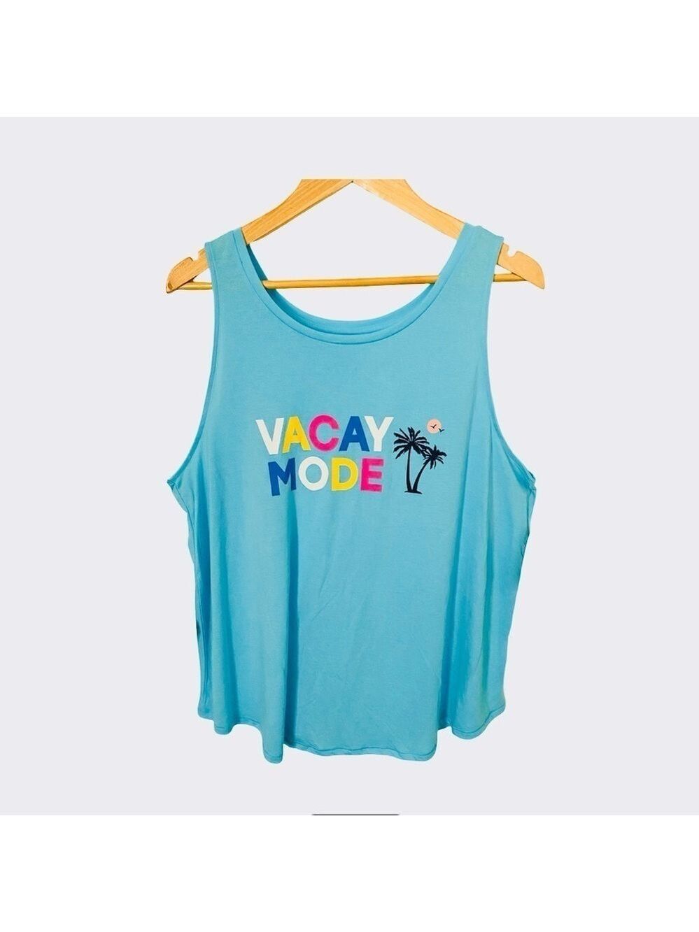 St. John's Bay Blue Vacay Mode Tank Top NWT Size XXL